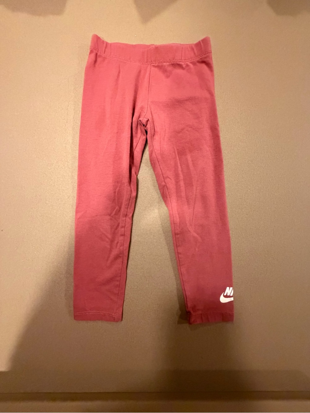 Nike Girls Rose Pink Stretch Leggings with White Logo